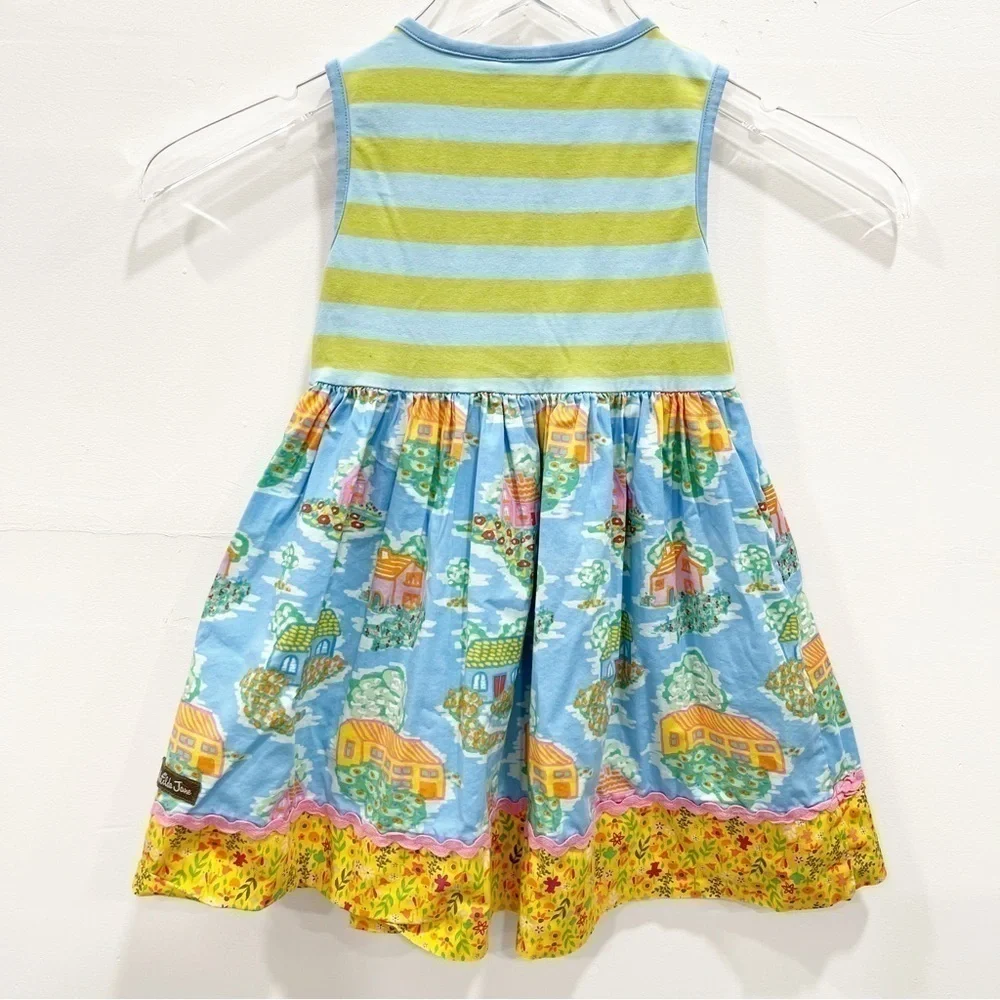 Matilda Jane Home Sweet Home Dress Size 4 Bib Ruffle Front